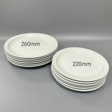 Durable Narrow Rim Plate Set | 220mm & 260mm | Porcelain Dinner Plates | White